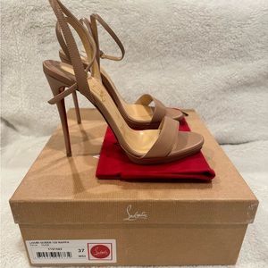 Authentic Christian Louboutin Loubi Queen 120 Nappa Nude